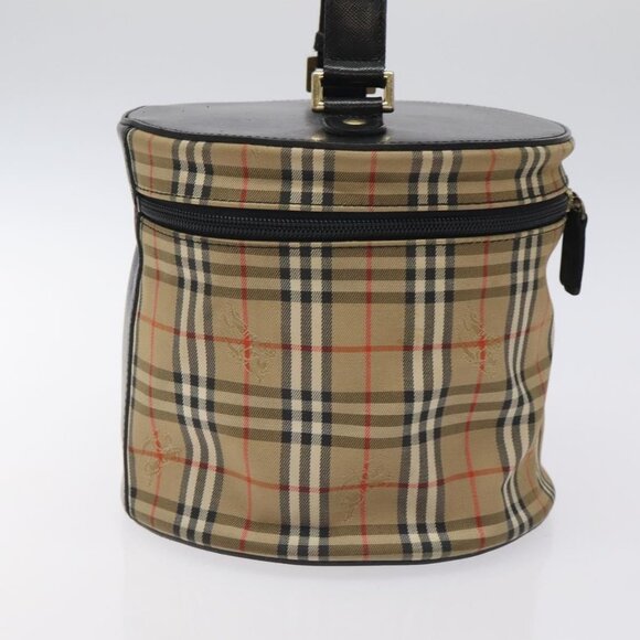 Burberrys Nova Check Hand Bag Canvas Beige Gold Auth 118660 - Picture 5 of 16